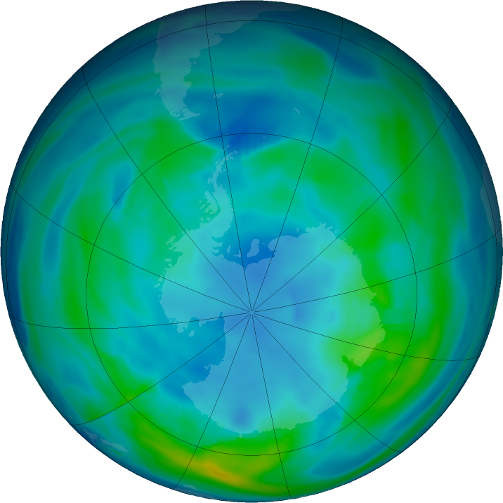 Antarctic ozone map for 12 May 2019